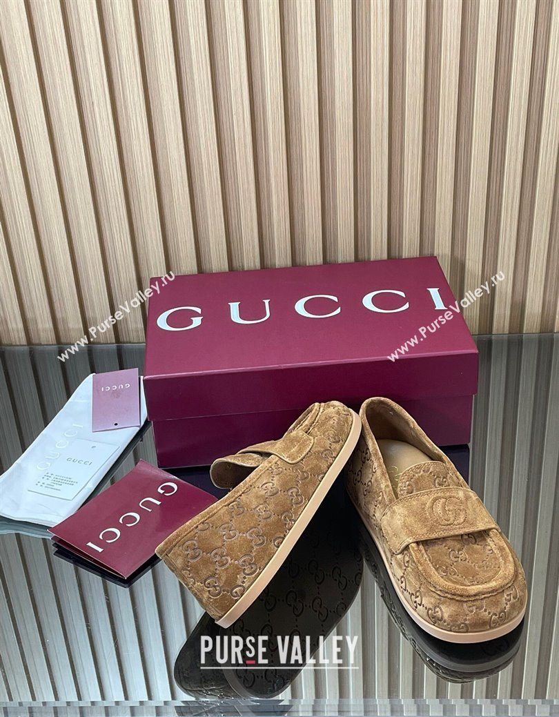 Gucci GG Suede Flat Loafers Dark Beige 2025 GG082804 (MD-250828050)