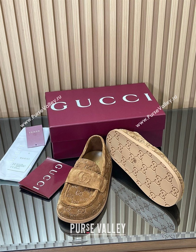 Gucci GG Suede Flat Loafers Dark Beige 2025 GG082804 (MD-250828050)