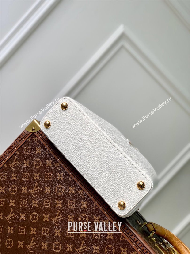 Louis Vuitton Capucines BB Bag with Flower Chain in Taurillon Leather M20708 White/Pink 2024 (K-24081014)