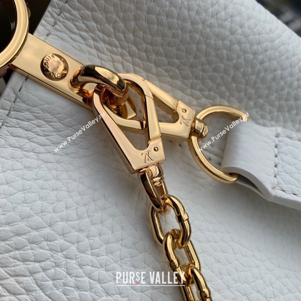 Louis Vuitton Capucines BB Bag with Flower Chain in Taurillon Leather M20708 White/Pink 2024 (K-24081014)