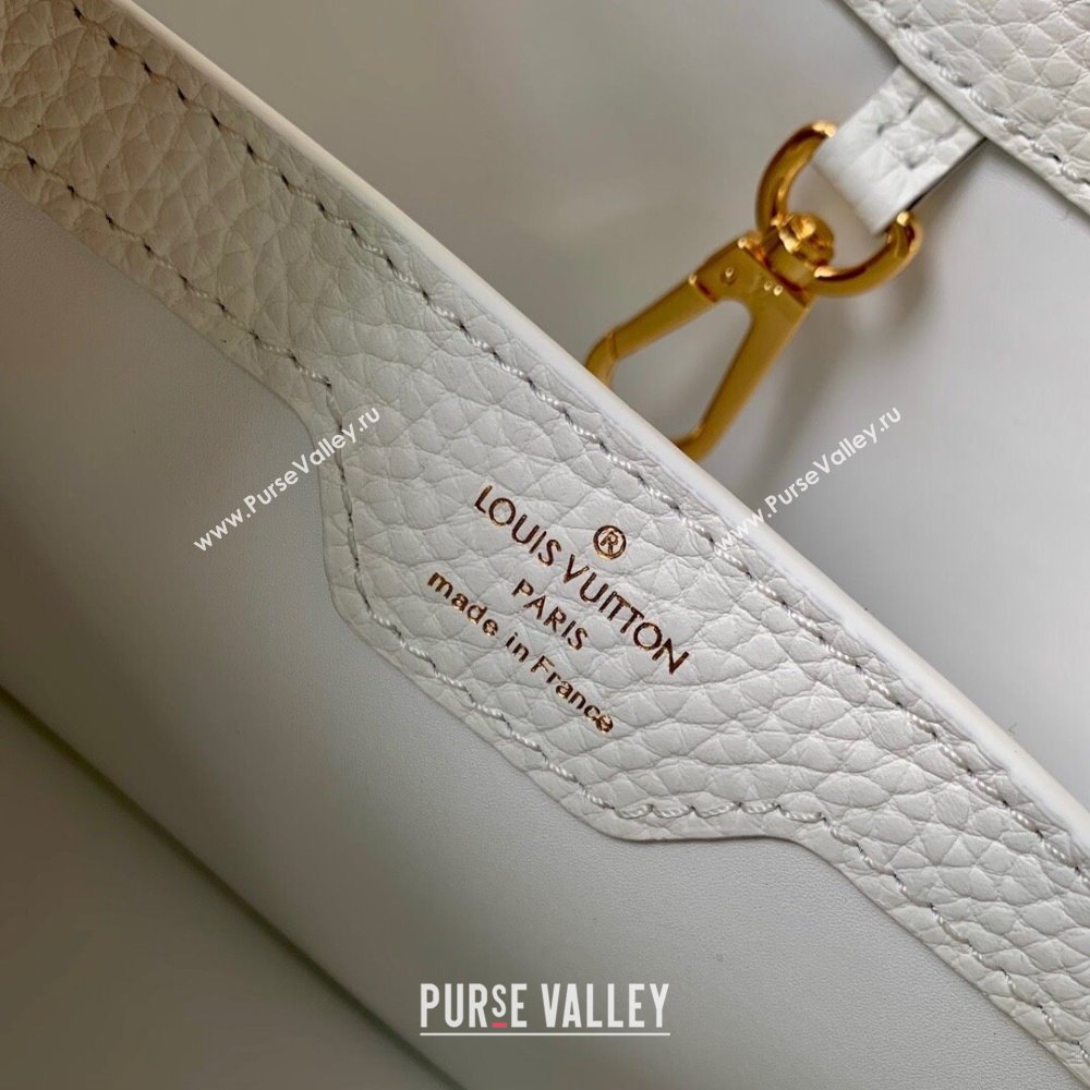 Louis Vuitton Capucines BB Bag with Flower Chain in Taurillon Leather M20708 White/Pink 2024 (K-24081014)