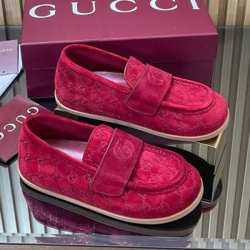 Gucci GG Suede Flat Loafers Red 2025 GG082804 (MD-250828052)