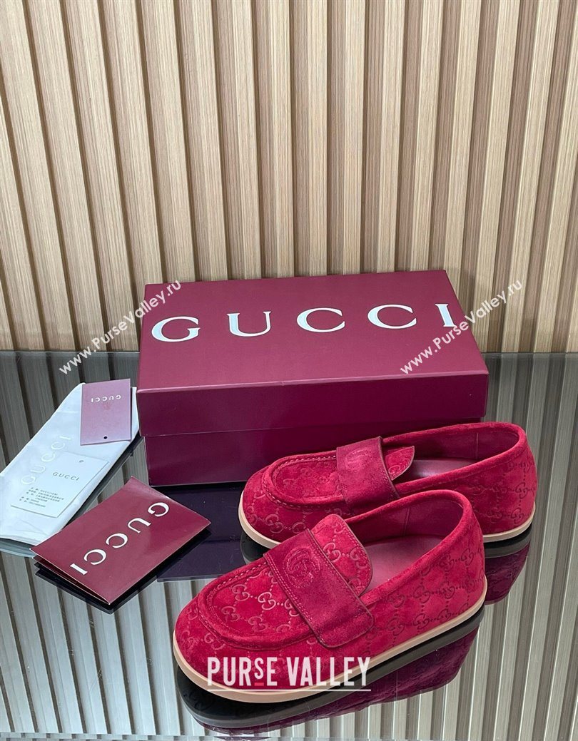 Gucci GG Suede Flat Loafers Red 2025 GG082804 (MD-250828052)