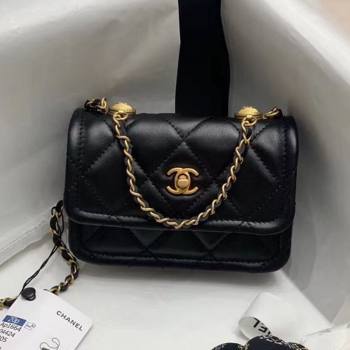 Chanel Quilted Lambskin Mini Flap Bag with Metal Button AP1664 Black 2020 (JY-20111905)