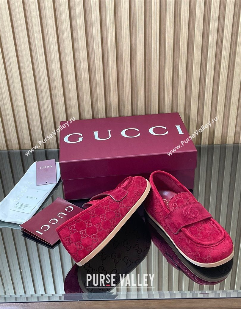 Gucci GG Suede Flat Loafers Red 2025 GG082804 (MD-250828052)