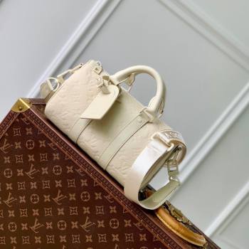 Louis Vuitton Keepall Bandouliere 25 Bag in Grained Monogram Leather M24434 Beige 2024 (K-24081017)