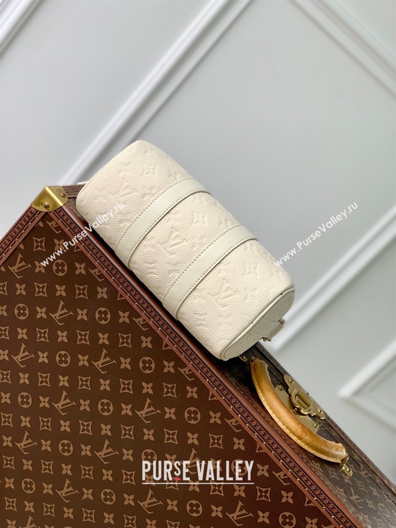 Louis Vuitton Keepall Bandouliere 25 Bag in Grained Monogram Leather M24434 Beige 2024 (K-24081017)