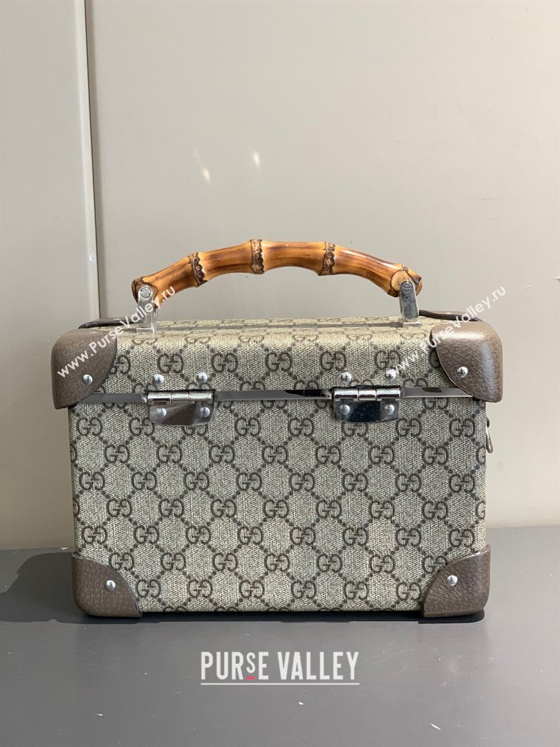 Gucci Globe-Trotter GG Canvas Beauty Case with Bamboo Top Handle Beige 2023 (YS-231102010)