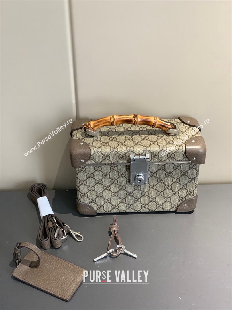 Gucci Globe-Trotter GG Canvas Beauty Case with Bamboo Top Handle Beige 2023 (YS-231102010)