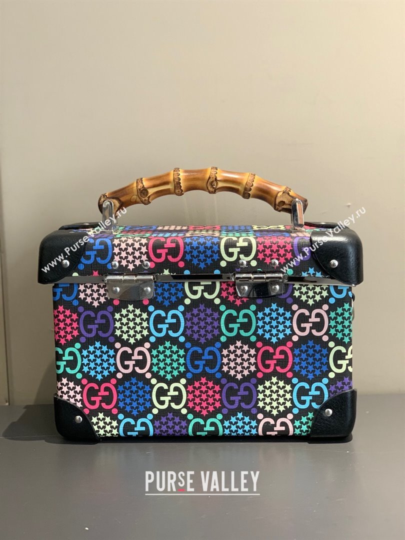 Gucci Globe-Trotter GG Star Beauty Case with Bamboo Top Handle Black/Multicolor 2023 (YS-231102011)