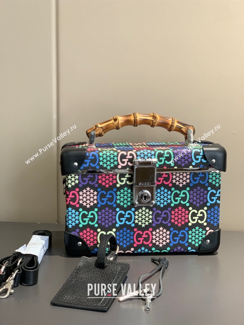 Gucci Globe-Trotter GG Star Beauty Case with Bamboo Top Handle Black/Multicolor 2023 (YS-231102011)