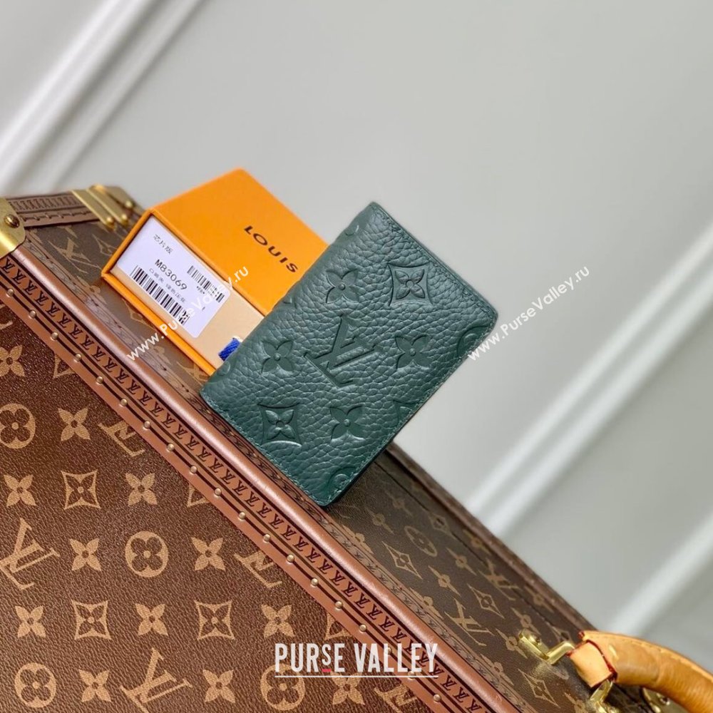 Louis Vuitton Pocket Organizer Wallet in Monogram Leather Green 2024 M83069 (K-24081018)