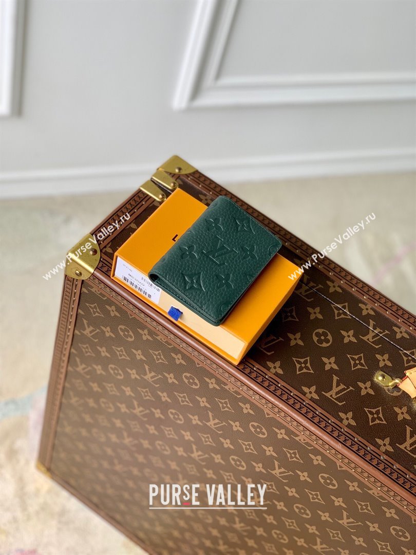 Louis Vuitton Pocket Organizer Wallet in Monogram Leather Green 2024 M83069 (K-24081018)