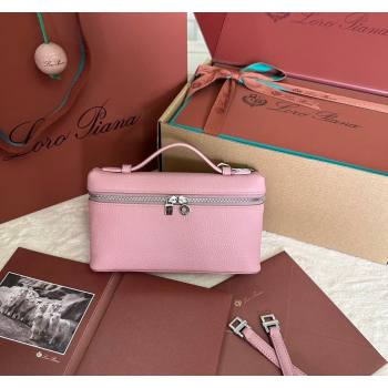 Loro Piana LP Extra Pocket Pouch L19 in Grained Calfskin Light Pink 2024 0802 (TZ-240802034)