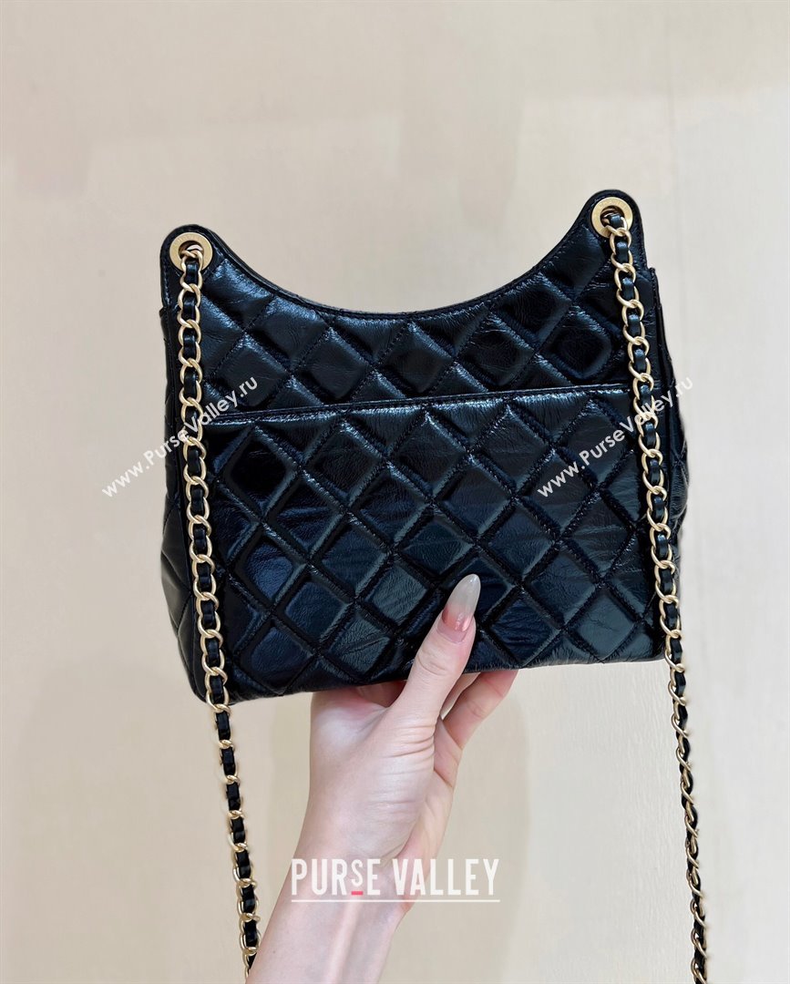 Chanel Shiny Crumpled Calfskin Hobo Bag AS4322 Black 2024 Top Quality (SHUNY-24062403)