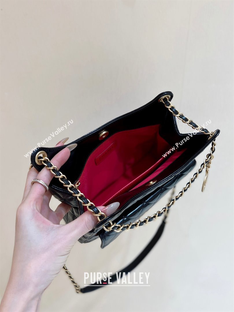 Chanel Shiny Crumpled Calfskin Hobo Bag AS4322 Black 2024 Top Quality (SHUNY-24062403)