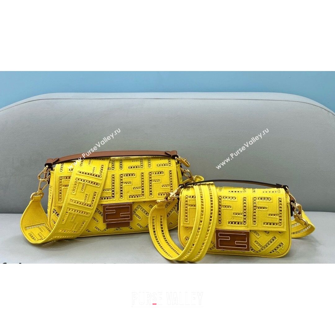 Fendi Baguette Mini Bag with FF embroidery Yellow 2021 8372S (CL-21080211)