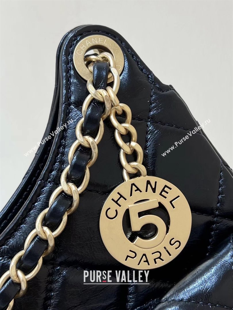 Chanel Shiny Crumpled Calfskin Hobo Bag AS4322 Black 2024 Top Quality (SHUNY-24062403)