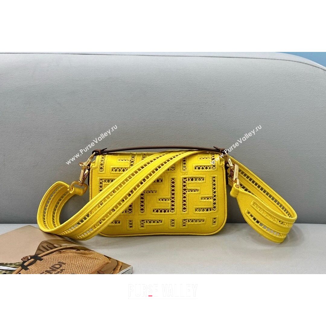 Fendi Baguette Mini Bag with FF embroidery Yellow 2021 8372S (CL-21080211)