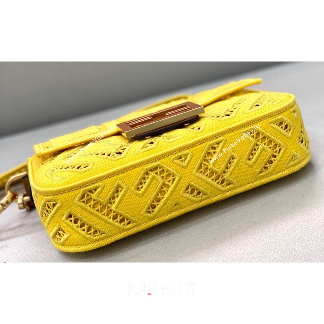 Fendi Baguette Mini Bag with FF embroidery Yellow 2021 8372S (CL-21080211)