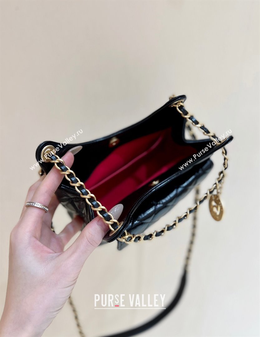 Chanel Shiny Crumpled Calfskin Small Hobo Bag AS4323 Black 2024 Top Quality (SHUNY-24062404)