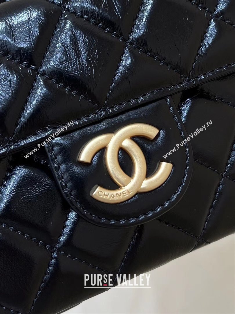 Chanel Shiny Crumpled Calfskin Small Hobo Bag AS4323 Black 2024 Top Quality (SHUNY-24062404)