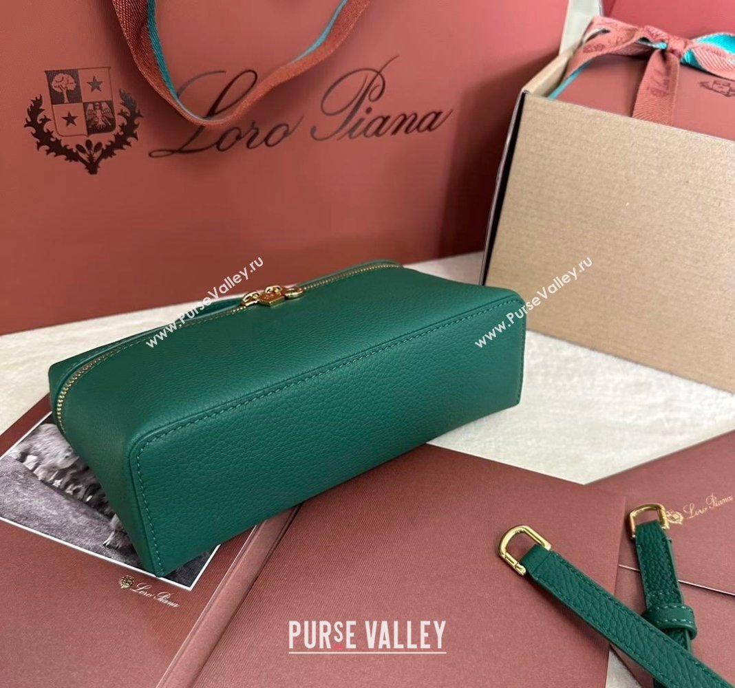 Loro Piana LP Extra Pocket Pouch L19 in Grained Calfskin Forest Leaf Green 2024 0802 (TZ-240802037)