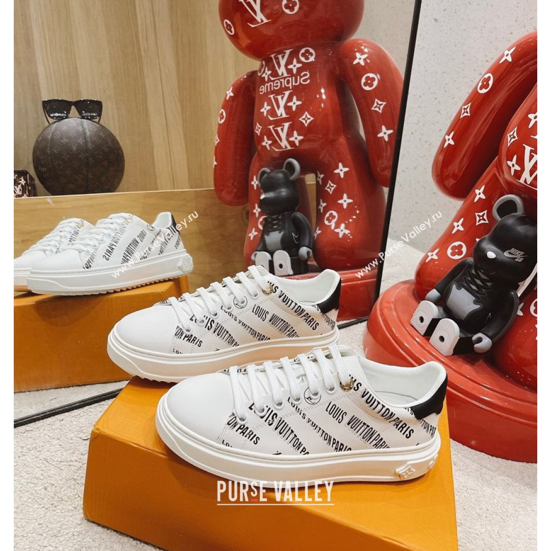 Louis Vuitton Time Out Signature Print Leather Sneakers White/Black 2021 (MD-21082030)