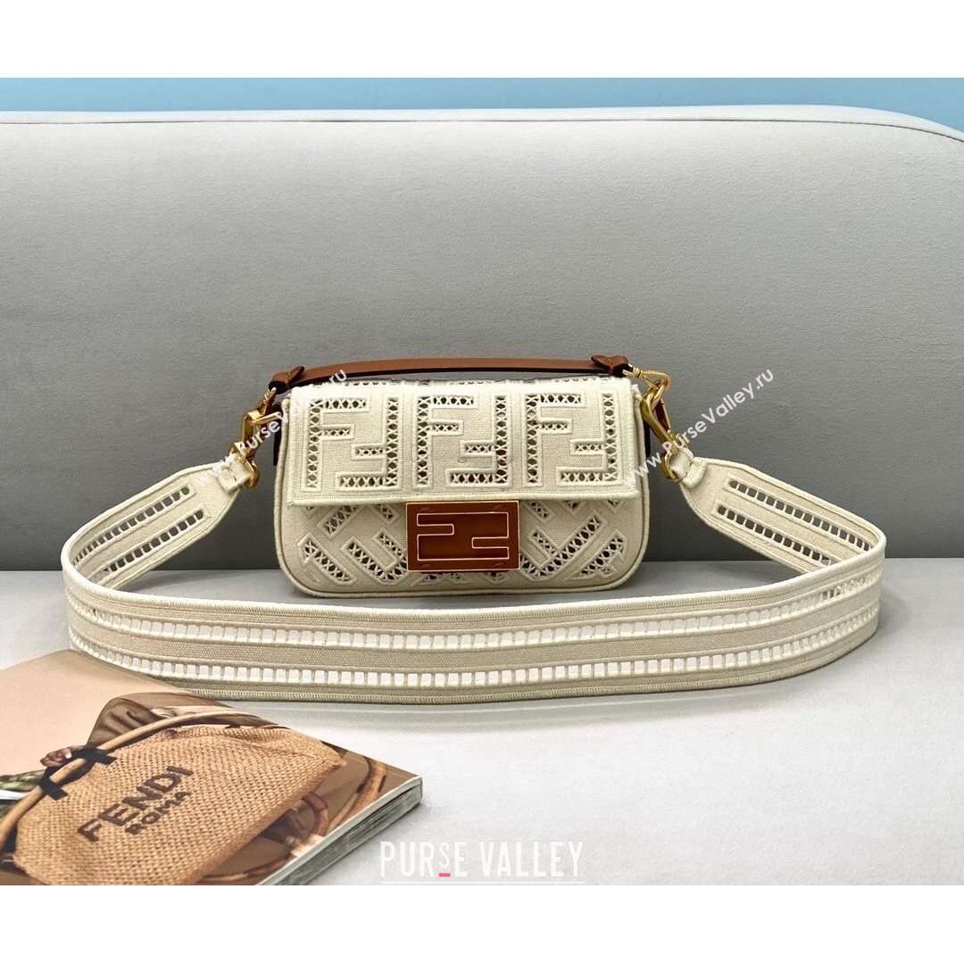 Fendi Baguette Mini Bag with FF embroidery White 2021 8372S (CL-21080212)