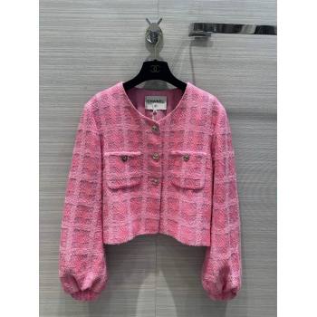 Chanel Tweed Jacket CH043036 Pink 2024 (Q-24043036)