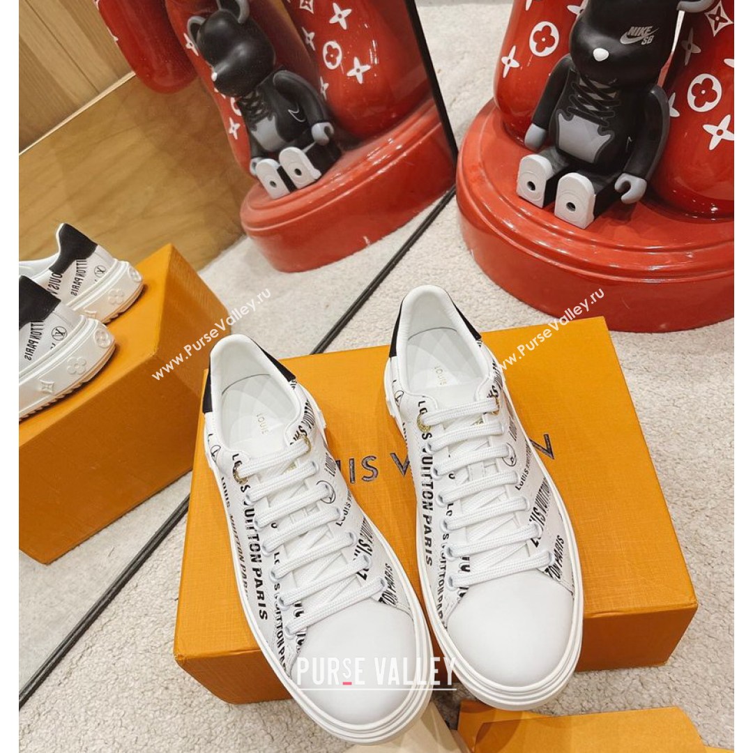 Louis Vuitton Time Out Signature Print Leather Sneakers White/Black 2021 (MD-21082030)