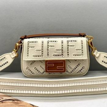 Fendi Baguette Mini Bag with FF embroidery White 2021 8372S (CL-21080212)