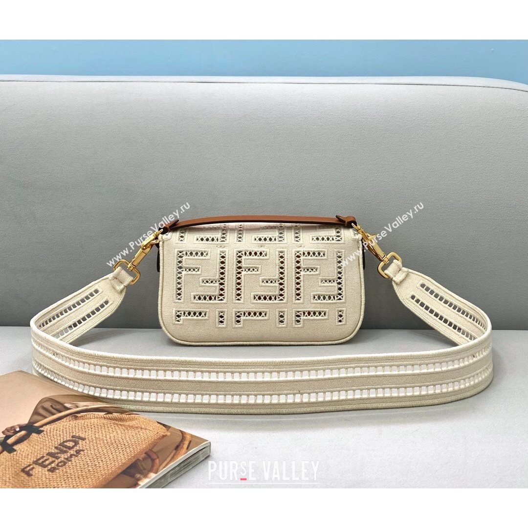 Fendi Baguette Mini Bag with FF embroidery White 2021 8372S (CL-21080212)