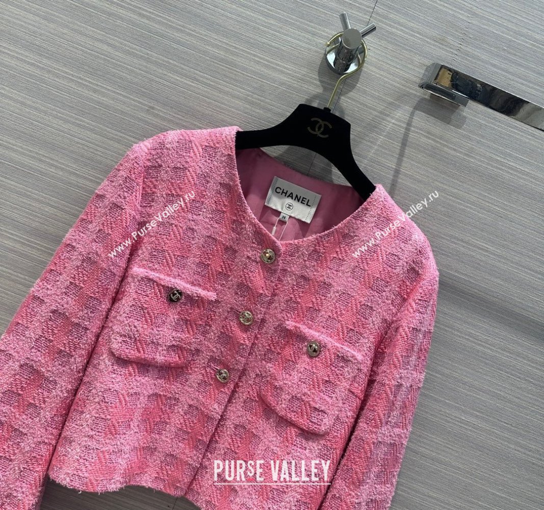 Chanel Tweed Jacket CH043036 Pink 2024 (Q-24043036)