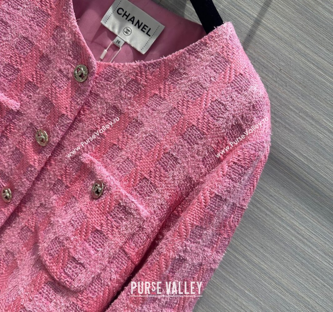 Chanel Tweed Jacket CH043036 Pink 2024 (Q-24043036)