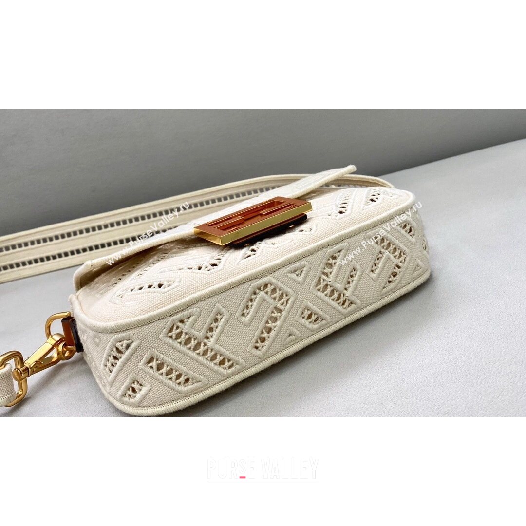 Fendi Baguette Mini Bag with FF embroidery White 2021 8372S (CL-21080212)