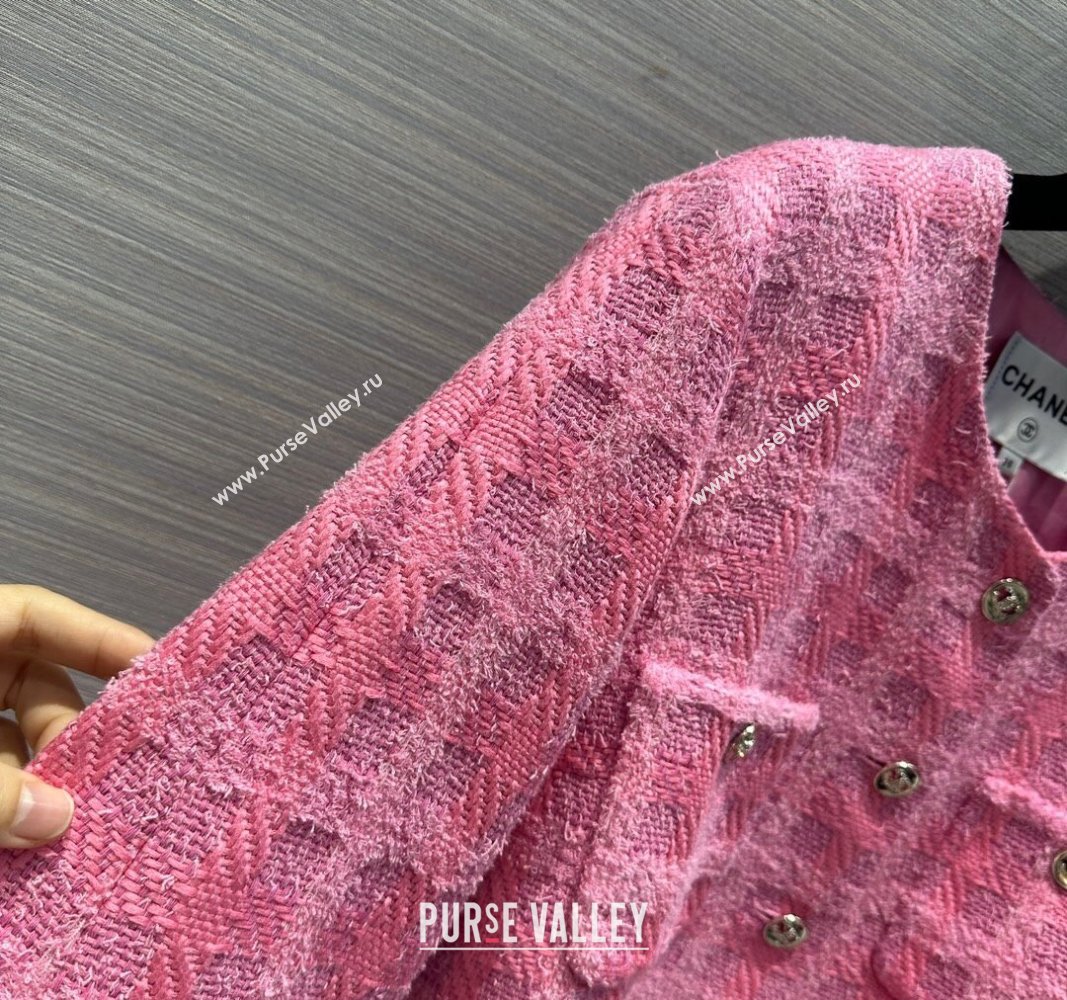 Chanel Tweed Jacket CH043036 Pink 2024 (Q-24043036)