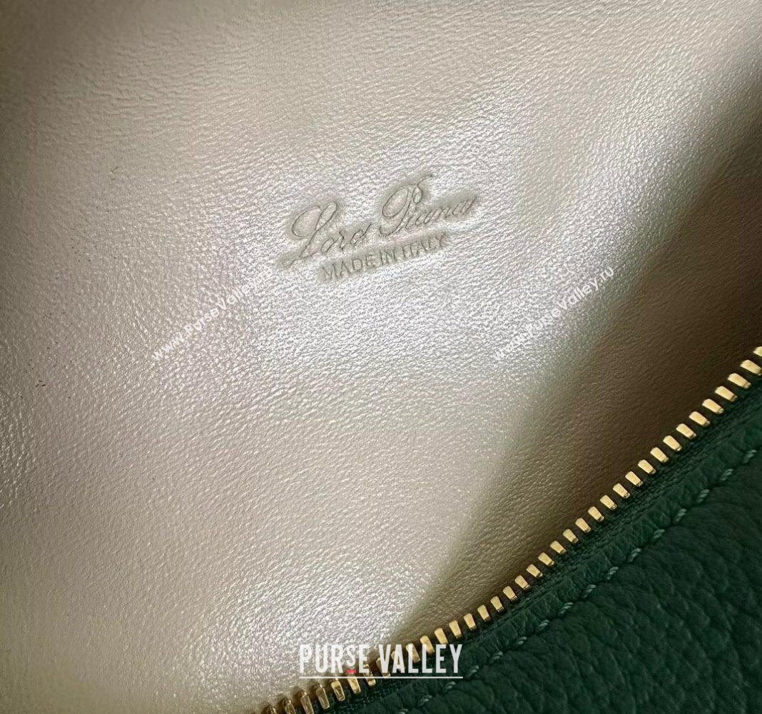 Loro Piana LP Extra Pocket Pouch L19 in Grained Calfskin Forest Leaf Green 2024 0802 (TZ-240802037)