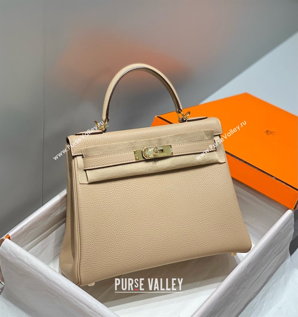 Hermes Kelly 28cm Bag in Togo Leather S2 Trench/Gold 2025 (M-25021201)
