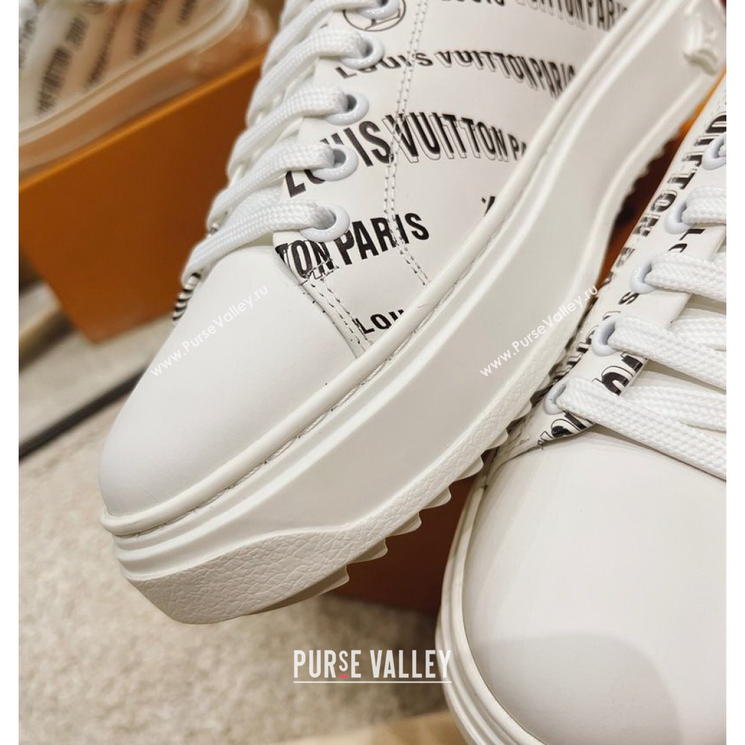 Louis Vuitton Time Out Signature Print Leather Sneakers White/Black 2021 (MD-21082030)