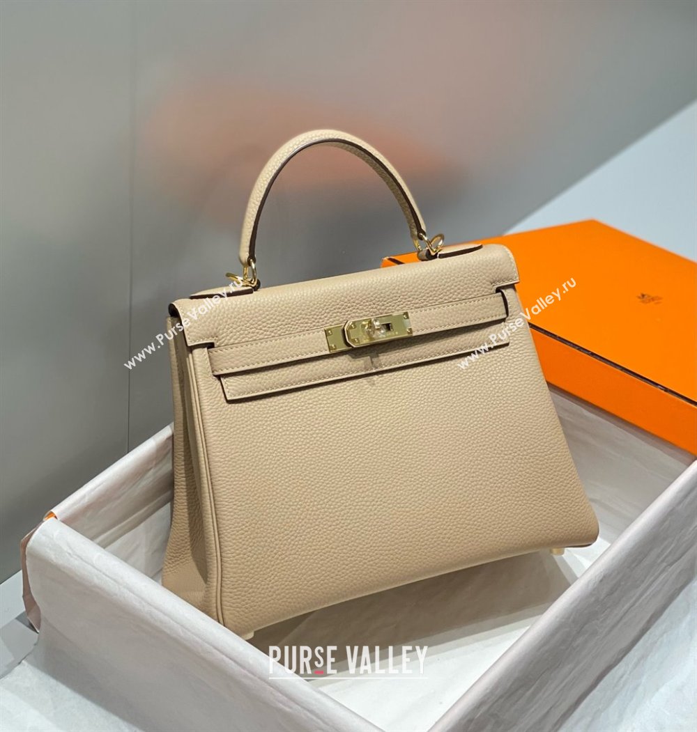 Hermes Kelly 28cm Bag in Togo Leather S2 Trench/Gold 2025 (M-25021201)