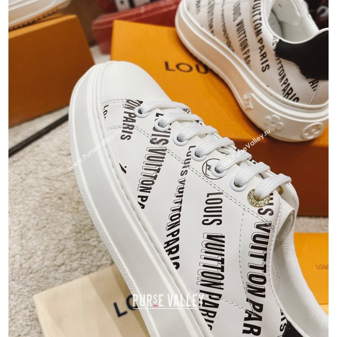 Louis Vuitton Time Out Signature Print Leather Sneakers White/Black 2021 (MD-21082030)