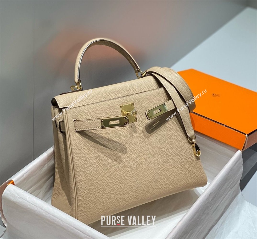 Hermes Kelly 28cm Bag in Togo Leather S2 Trench/Gold 2025 (M-25021201)