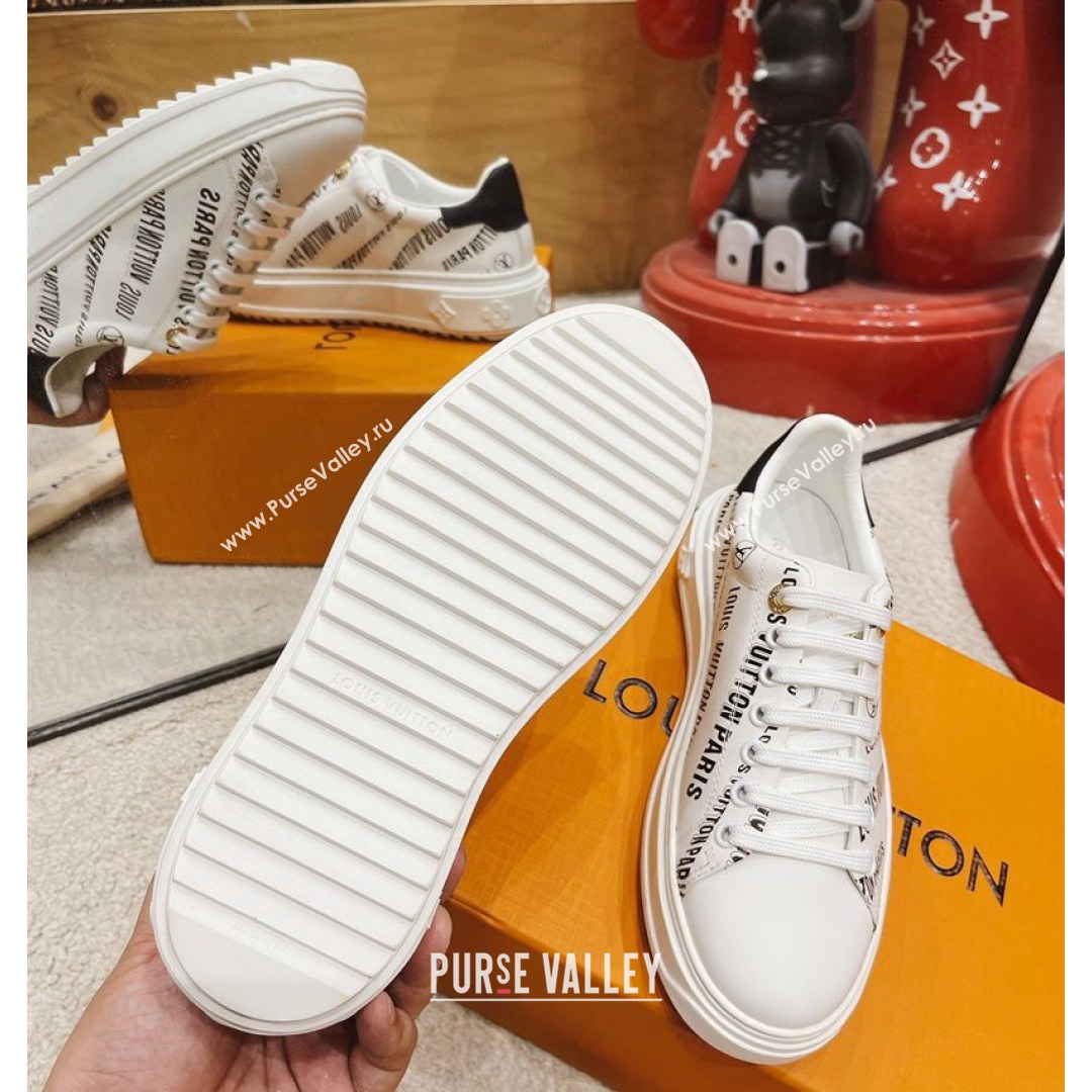 Louis Vuitton Time Out Signature Print Leather Sneakers White/Black 2021 (MD-21082030)