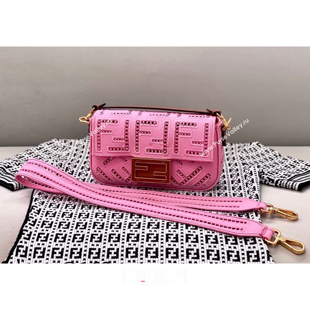 Fendi Baguette Mini Bag with FF embroidery Pink 2021 8372S (CL-21080213)