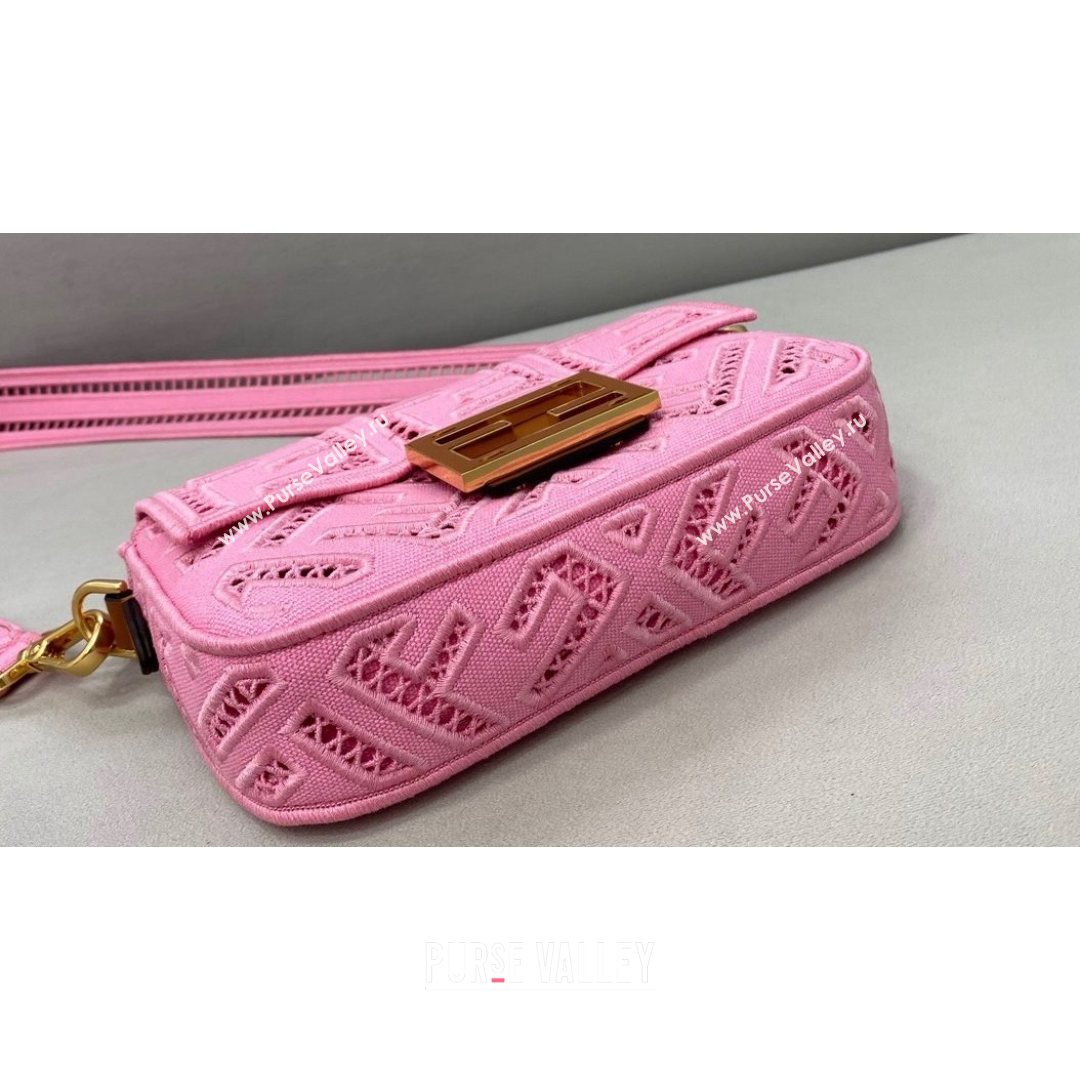 Fendi Baguette Mini Bag with FF embroidery Pink 2021 8372S (CL-21080213)