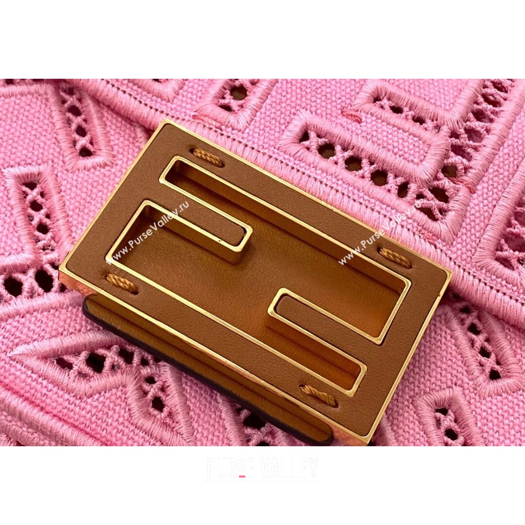 Fendi Baguette Mini Bag with FF embroidery Pink 2021 8372S (CL-21080213)