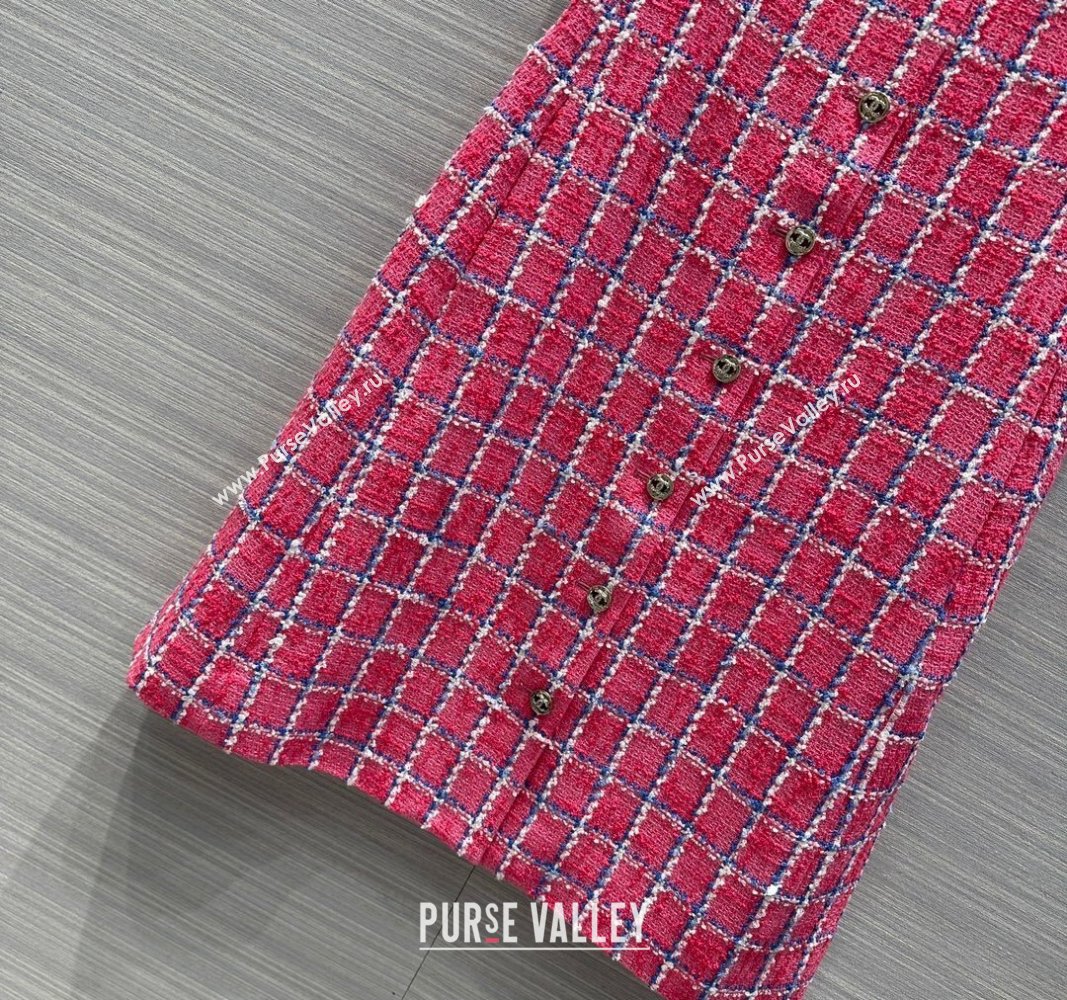 Chanel Tweed Dress CH043037 Pink 2024 (Q-24043037)