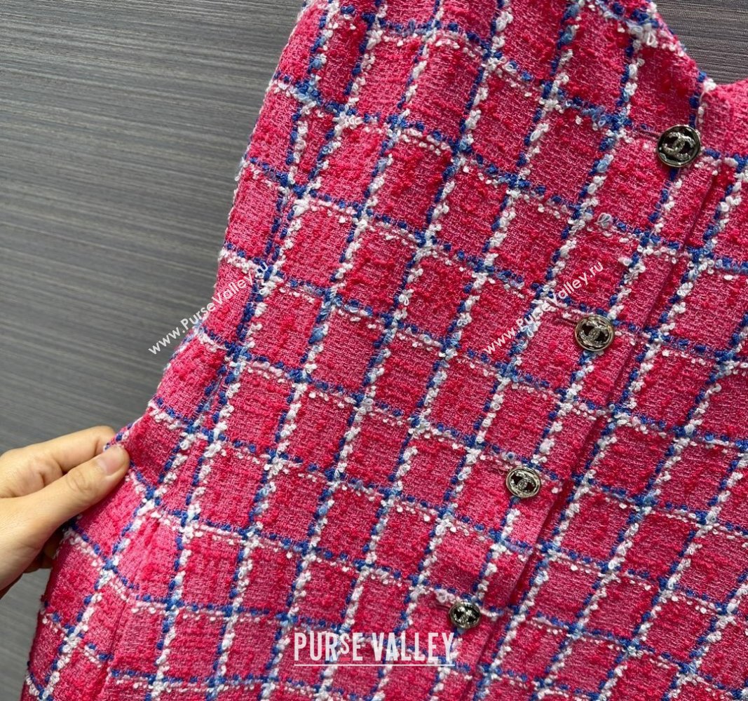 Chanel Tweed Dress CH043037 Pink 2024 (Q-24043037)