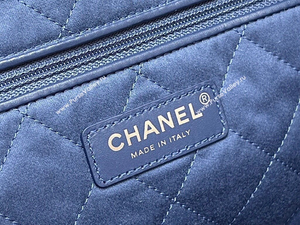 Chanel 22 Studs Quilted Denim Small Shopping Bag AS3260 Blue 2024 Top Quality (SHUNY-24062408)